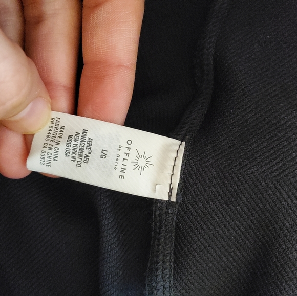 AERIE Large Offline Black Seamless High Rise Ribbed Athletic Leggings sz L - Picture 8 of 9